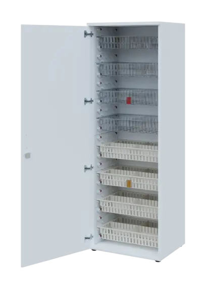 EUROMEDICA D - 66/M skříň léková boxová, 1-dveřová, levá, 1950x660x535, korpus bílý, dvířka bílá